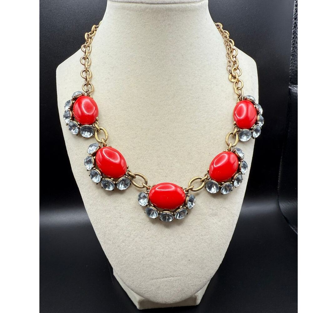 Stella & Dot Mae Red Cabochon Statement Necklace